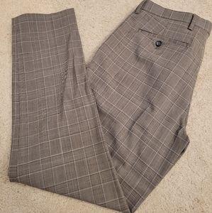 Banana Republic Mens Dress Pants Light Brown w/ Check Pattern Slim Fit